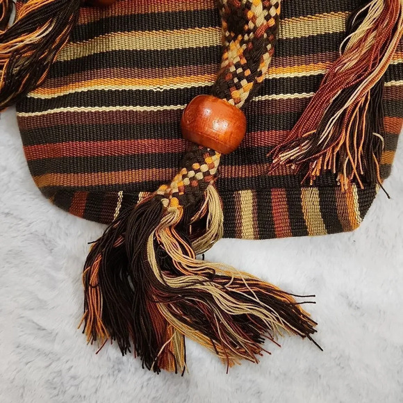 Vintage 70s knit earth toned bag - Picture 5 of 10